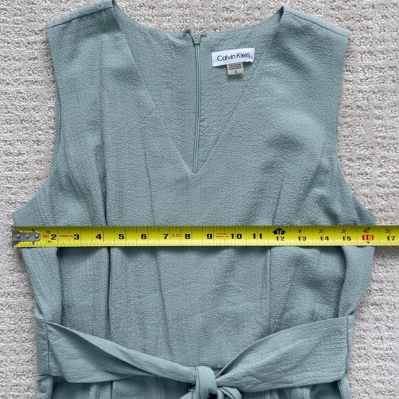 Calvin Klein | NWOT Light Green Gauze Cropped Jumpsuit Sz 8 - Picture 4 of 8